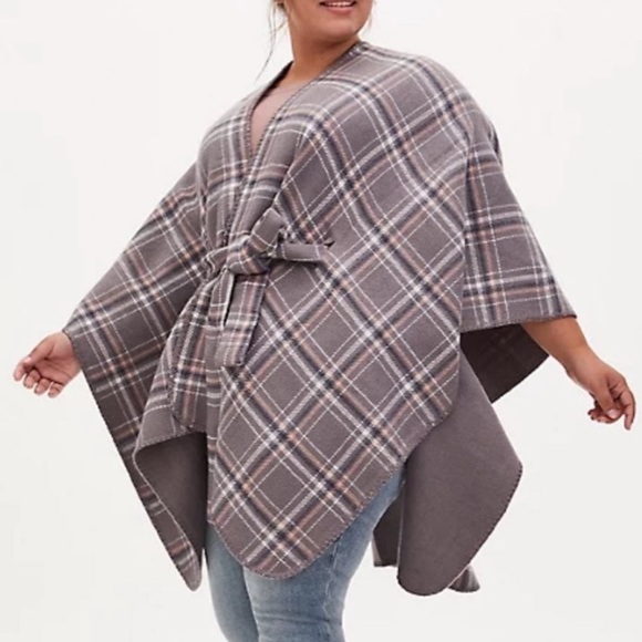 NEW Torrid Gray Plaid Belted Rauna One Size - Picture 1 of 11